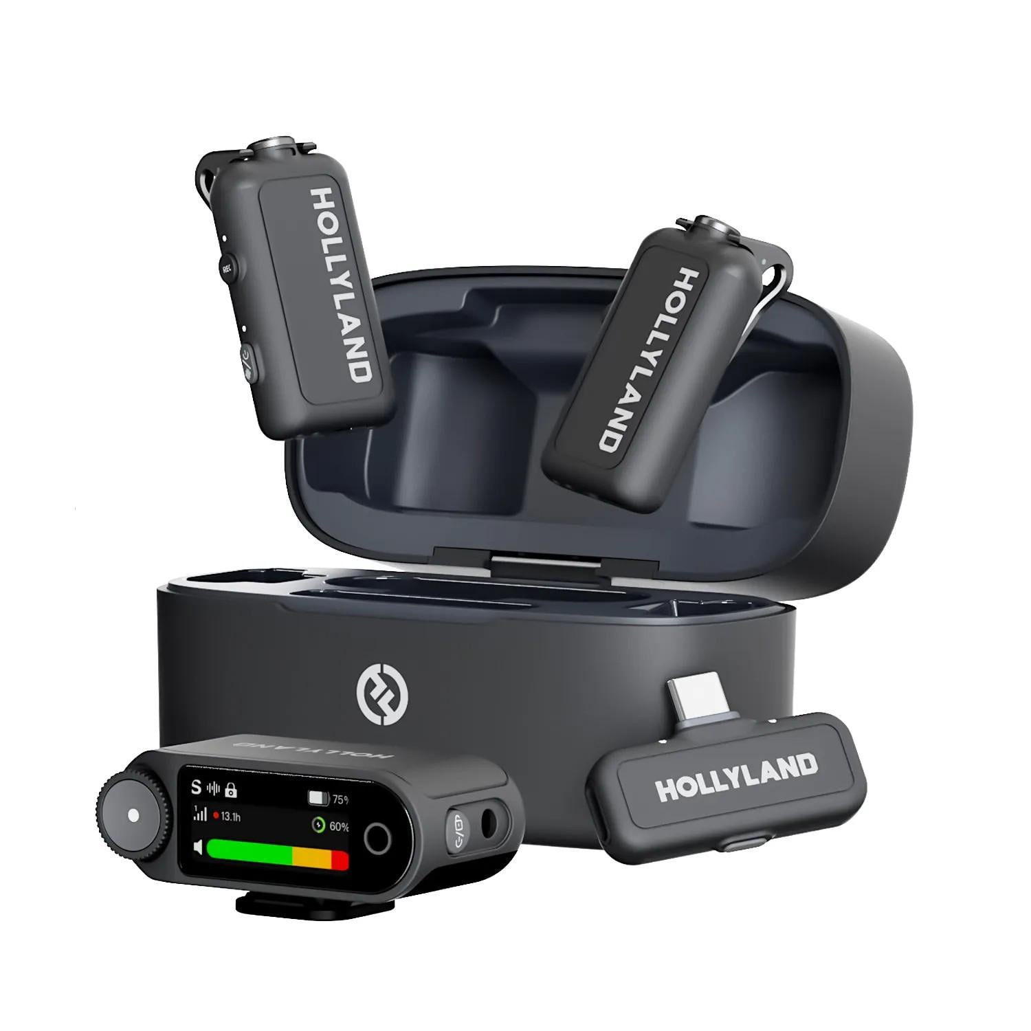 Микрофон петличный Hollyland LARK MAX 2 COMBO Type-C + 3,5 мм TRS для iPhone/Android/видеокамеры с зарядным беспроводным кейсом 2 шт. (52017)