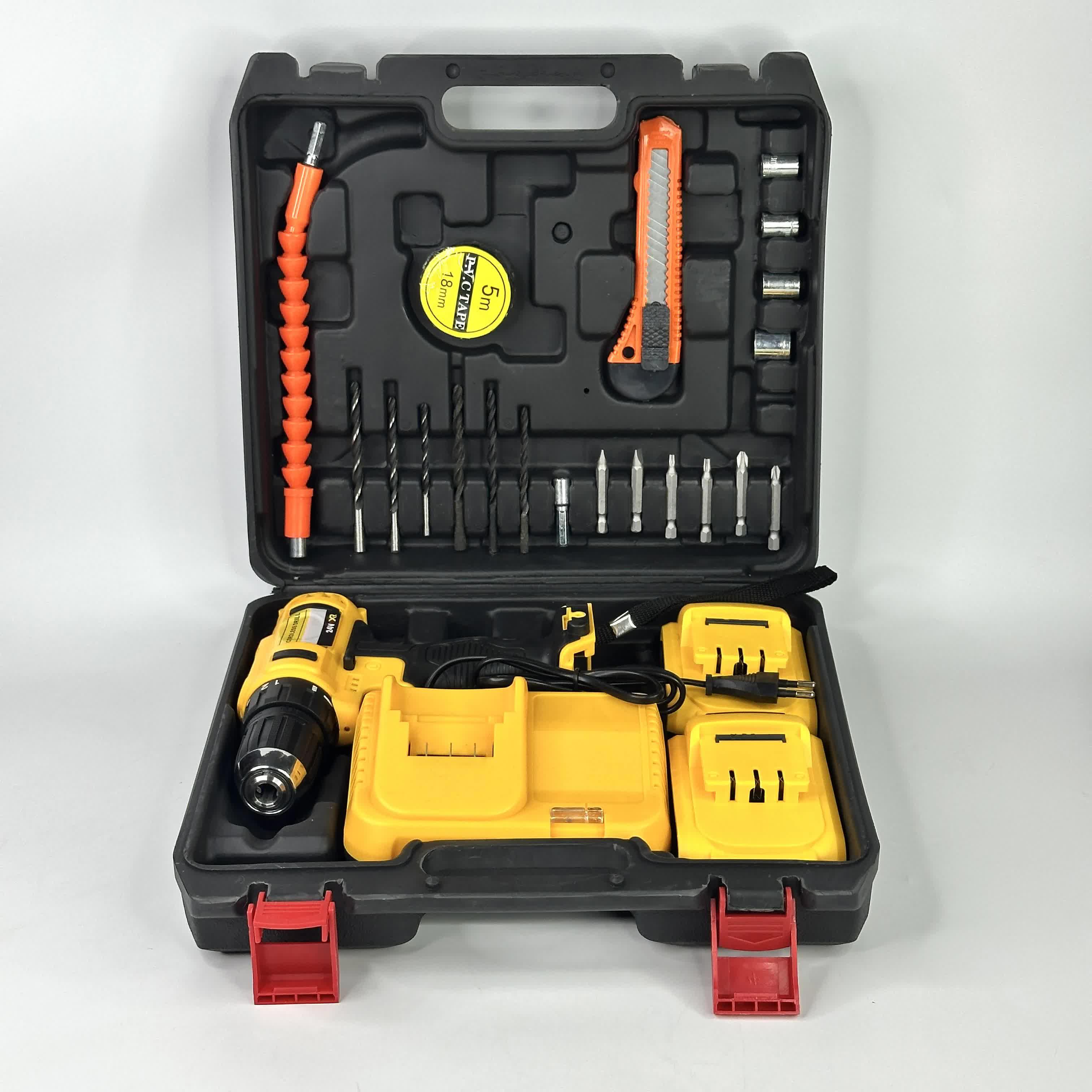 Шуруповерт ударный аккумуляторный с набором инструментов в пластиковом кейсе (25934072) - фото 2 Шуруповерт ударный аккумуляторный с набором инструментов в пластиковом кейсе (25934072) - фото 2