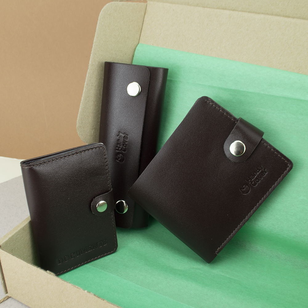 Подарочный мужской набор №61 3 предмета Коричневый матовый