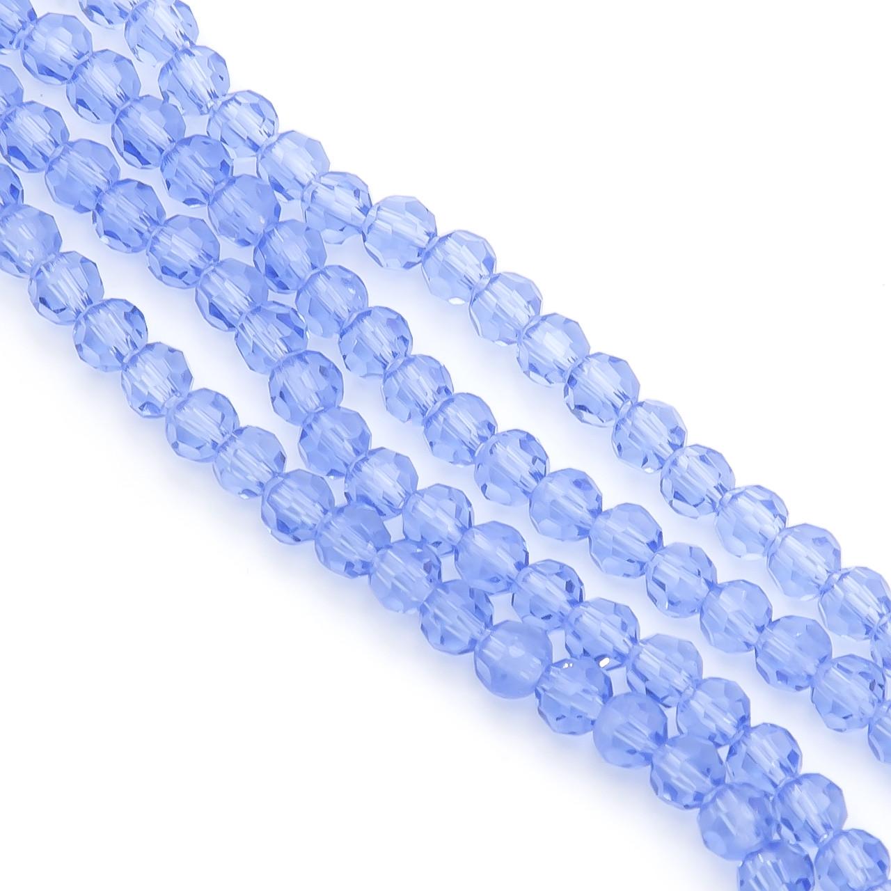 Намистини кришталь огранювання куля 95 шт. 37 см 4 мм прозорий Синій (БС0004х64)