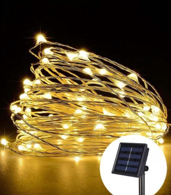 Гирлянда Роса на солнечной батарее 100 LED 10 м Теплый белый (FFJ00134)