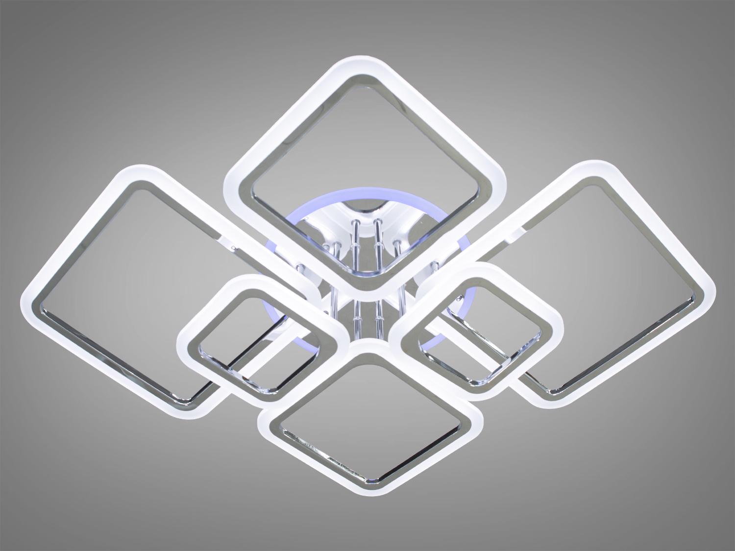 Люстра светодиодная с пультом димером подсветкой 150 Вт Хром Люстра светодиодная с пультом димером подсветкой 150 Вт Хром