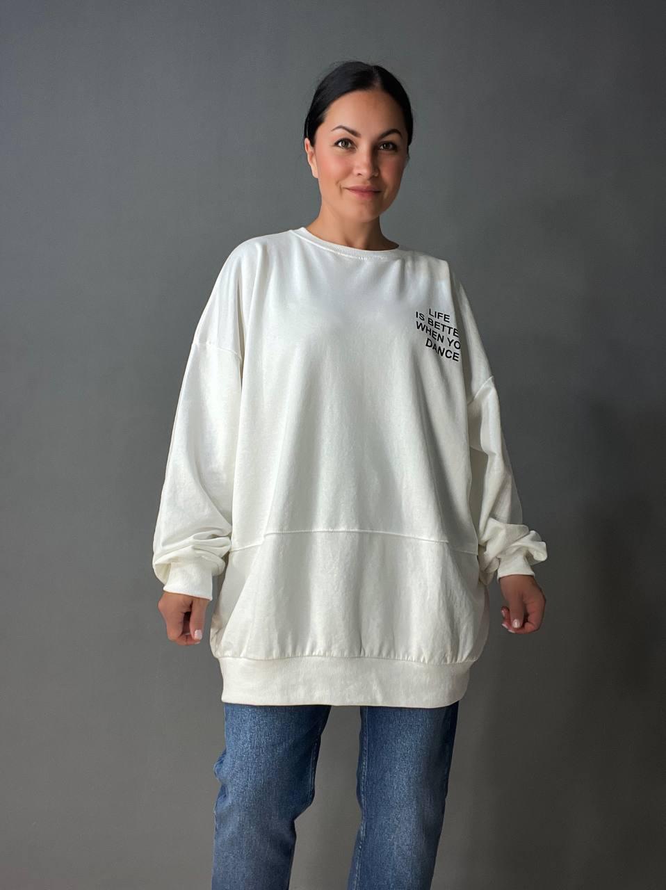 Світшот жіночий LSK 5258 довгий OS Білий (1830) - фото 7