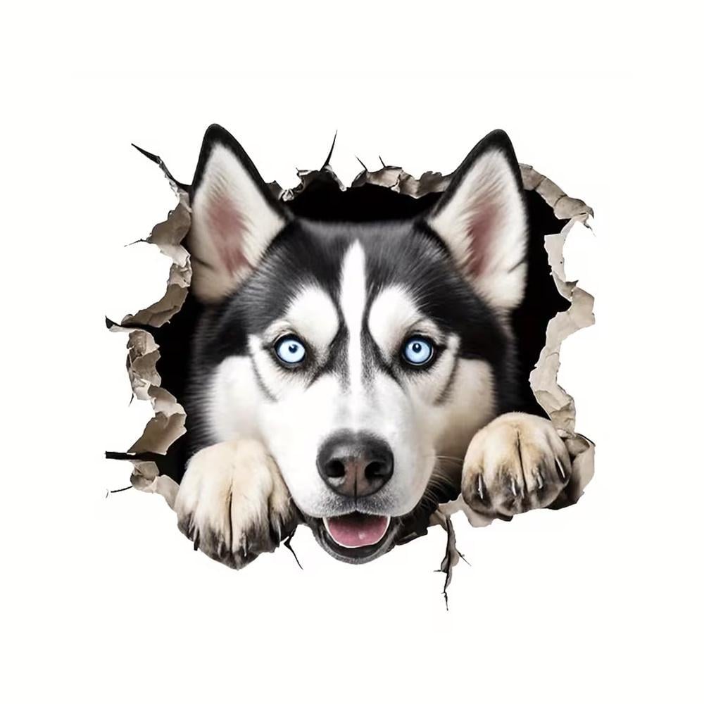 Декоративная 2D наклейка Сибирская хаски для автомобиля/мотоцикла/техники 17,78 см Серый/Белый (3000004010)