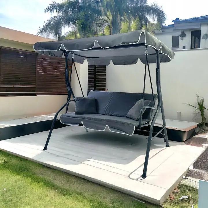 Качели для сада с навесом JustGarden 3-х местная Графитовый (25503373)