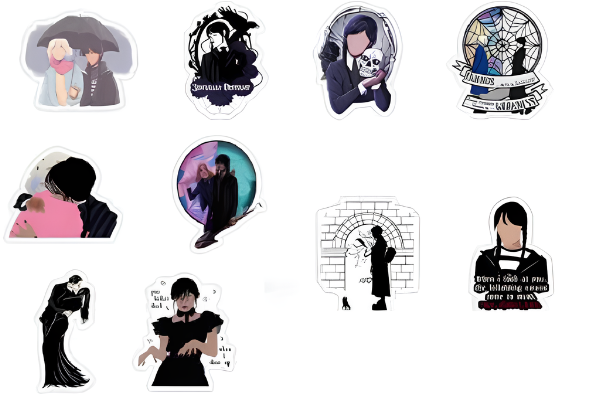 Набор наклеек Wednesday для гаджета/телефона 10 шт. (10101)