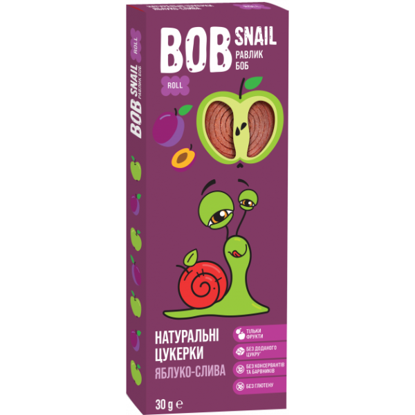 Цукерки натуральні Bob Snail Яблуко-слива 30 г