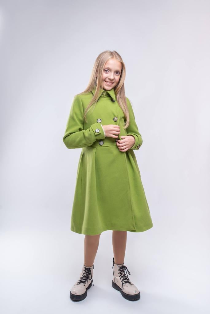 Пальто дитяче для дівчинки демісезонне 122-128 см Фісташковий (Pf/122-128) - фото 2