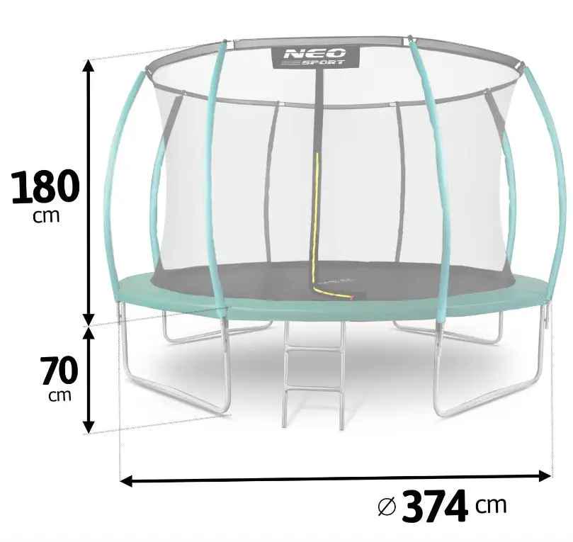 Батут Neo-Sport із внутрішньою сіткою 374 см (NS-12C181_tehnNM) - фото 2