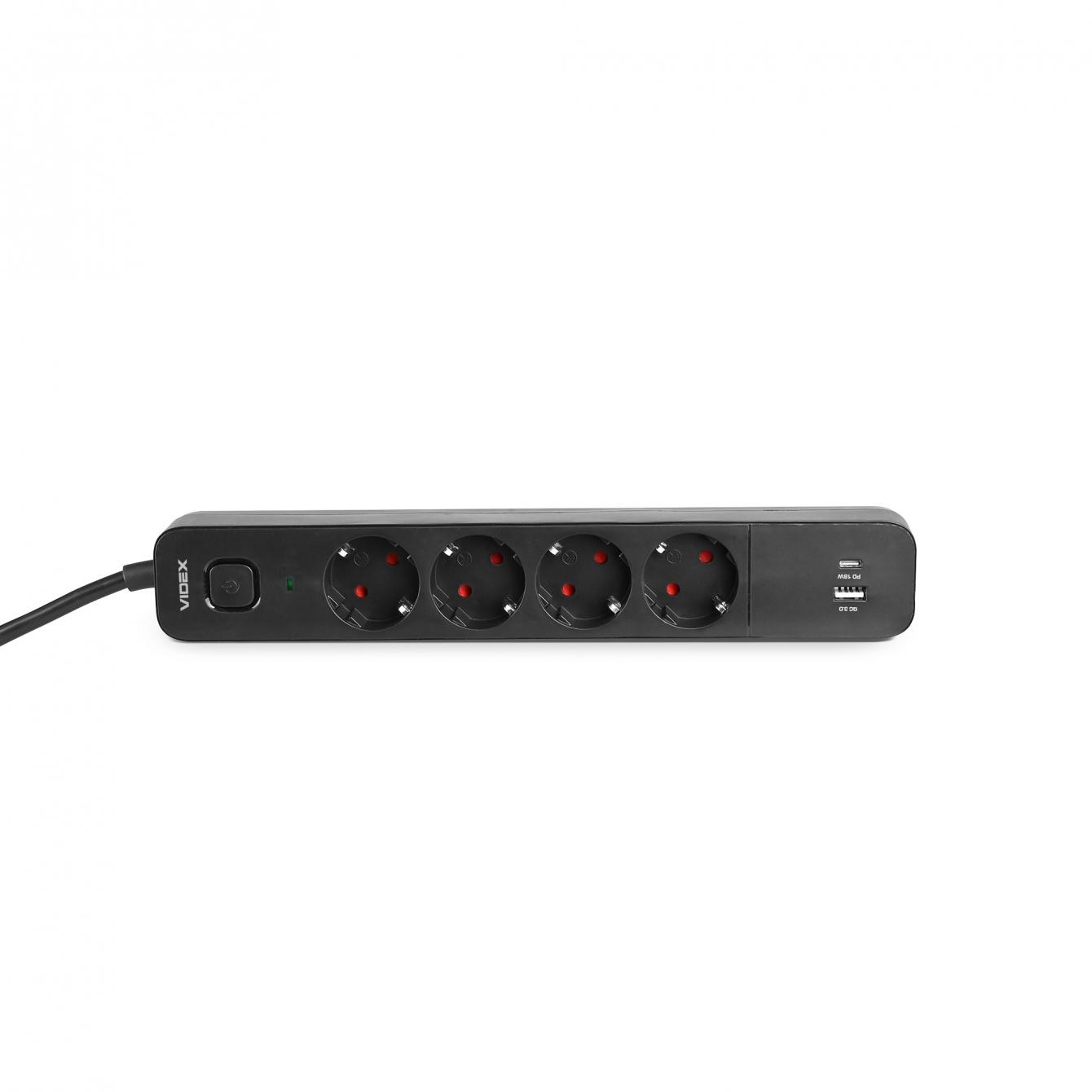 Мережевий подовжувач VIDEX ONCORD з кнопкою 3 м Black (VF-PD43G1QC1PD-B) - фото 8