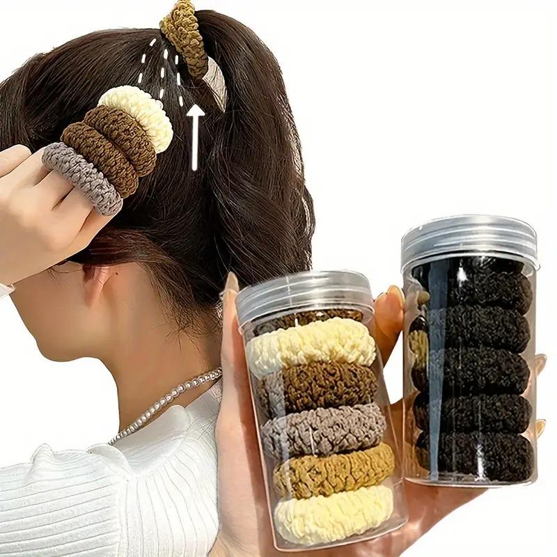 Набір жіночих гумок для волосся хвостів пучків м'які еластичні спандекс товсті однотонні 6 шт. Різнокольоровий - фото 5 Набір жіночих гумок для волосся хвостів пучків м'які еластичні спандекс товсті однотонні 6 шт. Різнокольоровий - фото 5