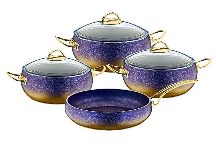 Набір каструль O.M.S. Collection 3023 з гранітним покриттям 7 предметів Синій (1935319385)