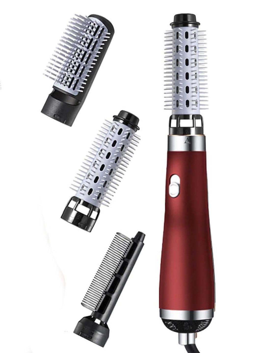 Фен электрический ионный 3в1 Hair Dryer расческа для волос с функциями объемный выпрямитель Красный (e343)