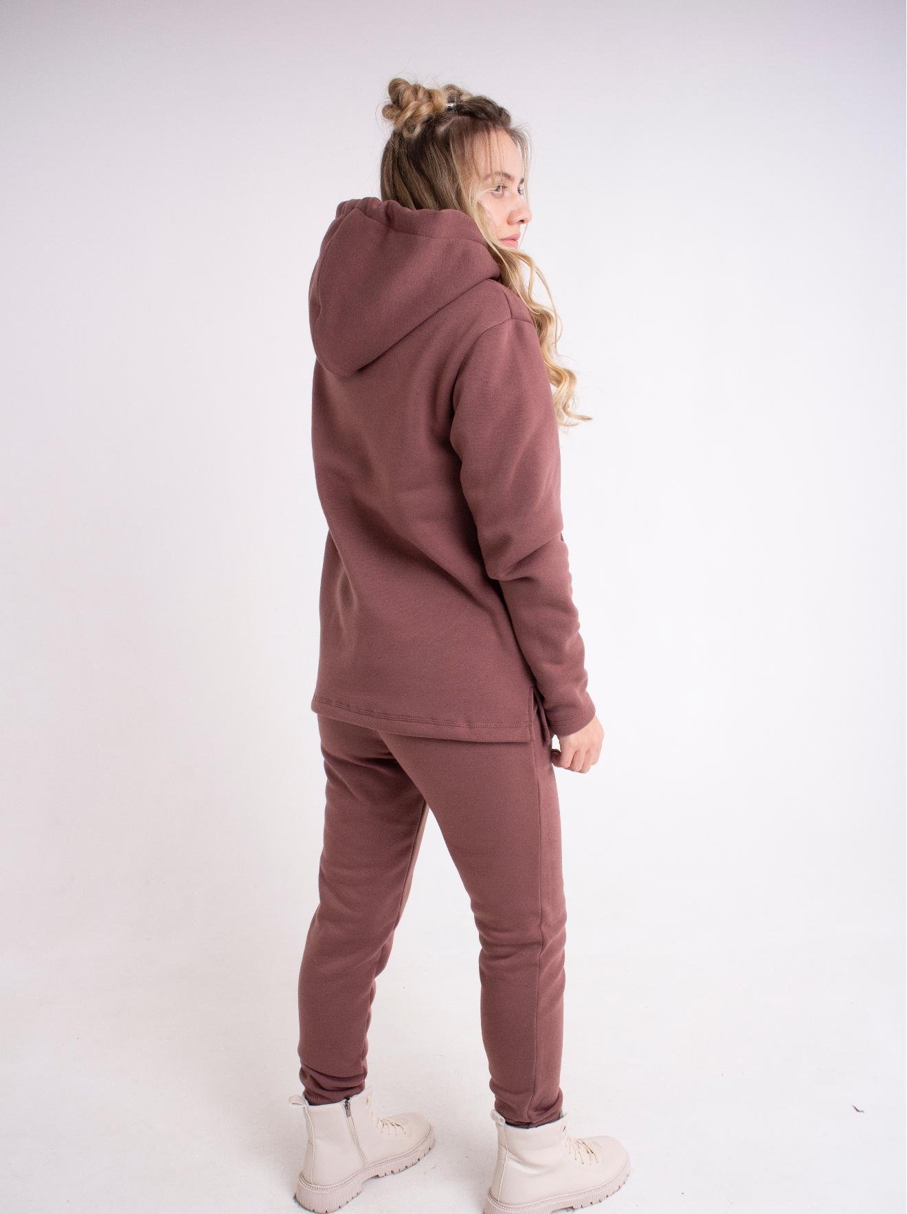 Костюм спортивный женский на флисе Пинки р. 54 Коричневый - фото 3 Костюм спортивный женский на флисе Пинки р. 54 Коричневый - фото 3