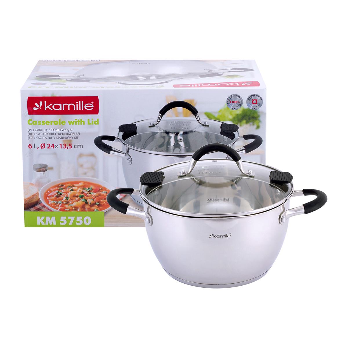 Кастрюля Kamille Vizo из нержавеющей стали с крышкой для слива воды 6 л - фото 7 Кастрюля Kamille Vizo из нержавеющей стали с крышкой для слива воды 6 л - фото 7