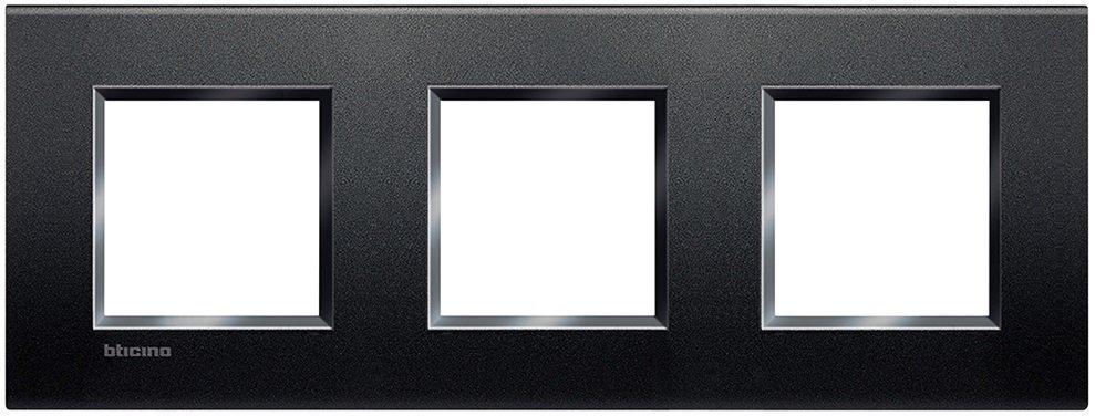 Рамка Legrand Bticino LivingLight на 3 поста Антрацитовый (ERC-LNA4802M3AR)