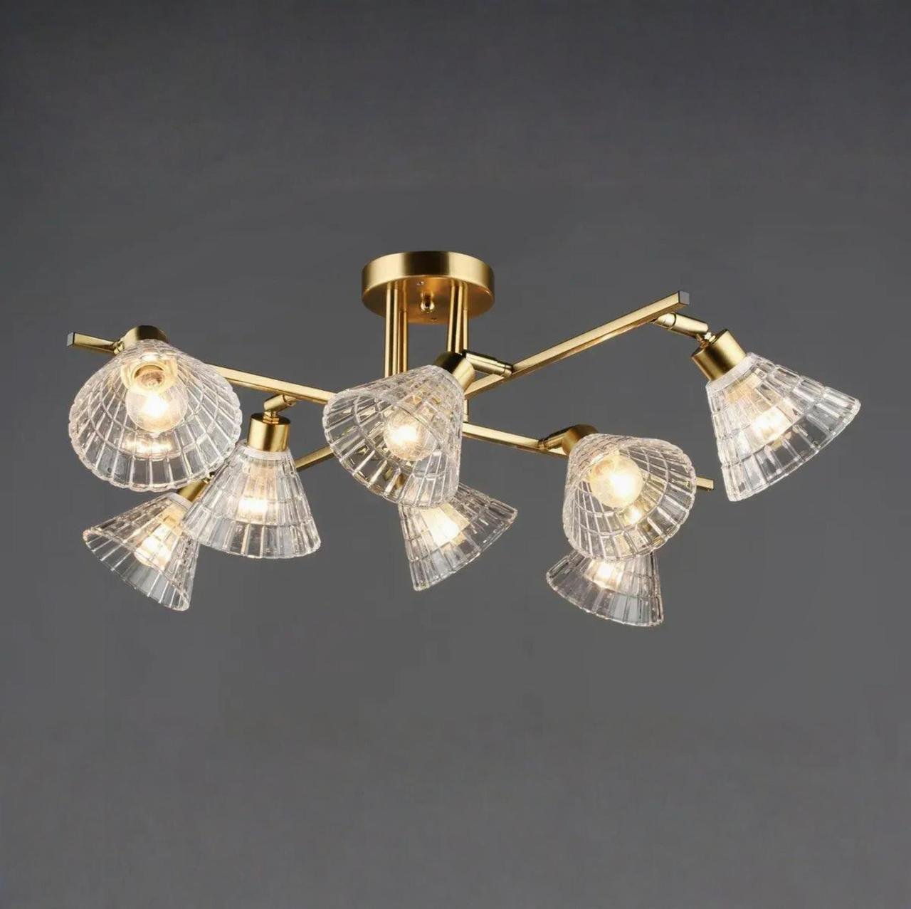 Люстра Valeso со стеклянными плафонами под восемь ламп E14 Медный (B N6653/8)