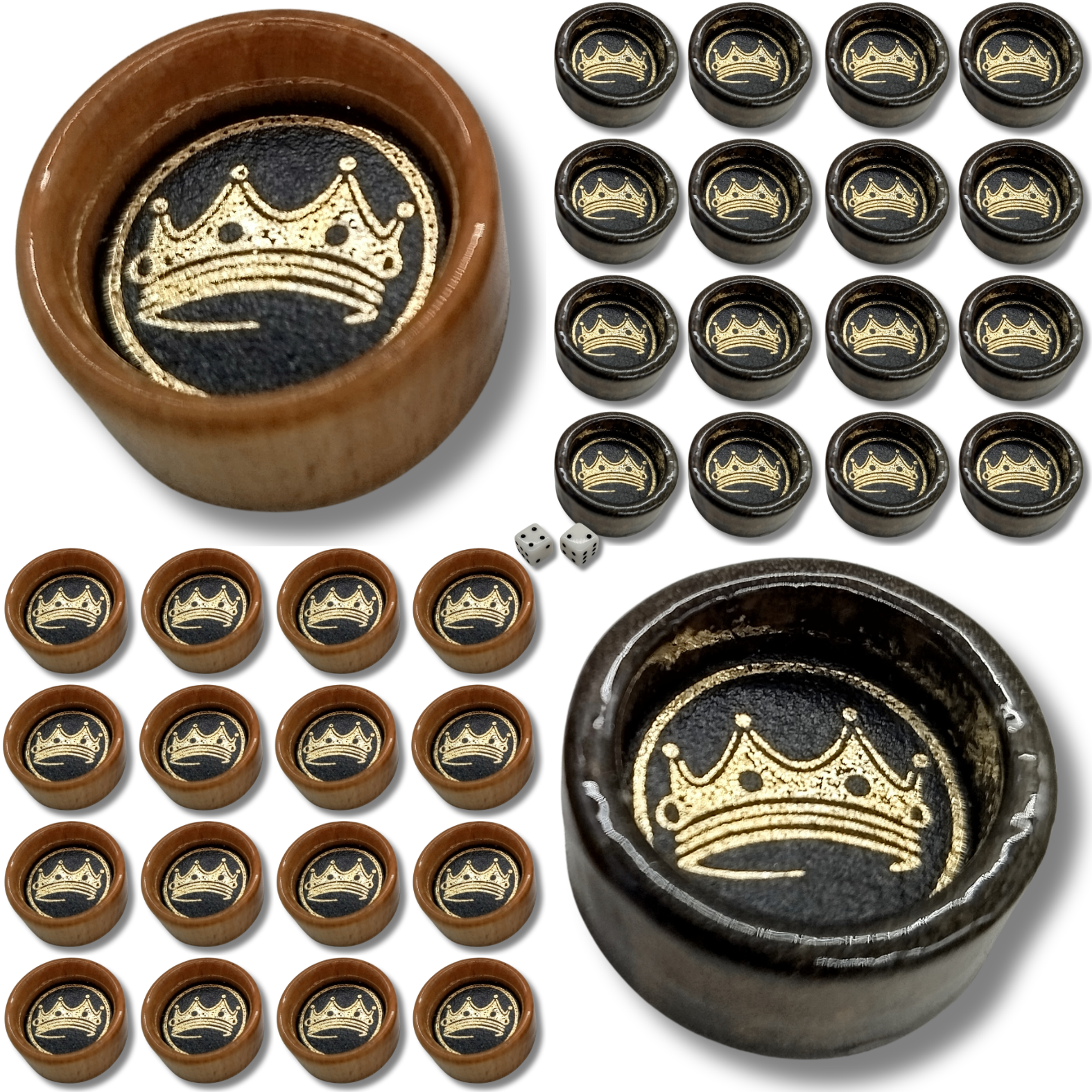 Фишки для нард штамп №6 с кожаной вставкой 25х12 мм (33732397)