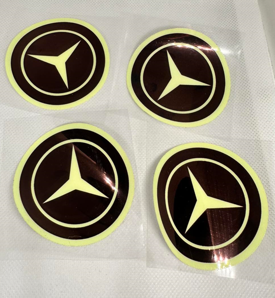 Наклейка логотип Mercedes Benz световозвращающая d 7 см 4 шт. (KG-9184) - фото 3