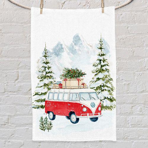 Полотенце Presentville с принтом Автобус с елкой 50х80 см (PLM_26NY011)