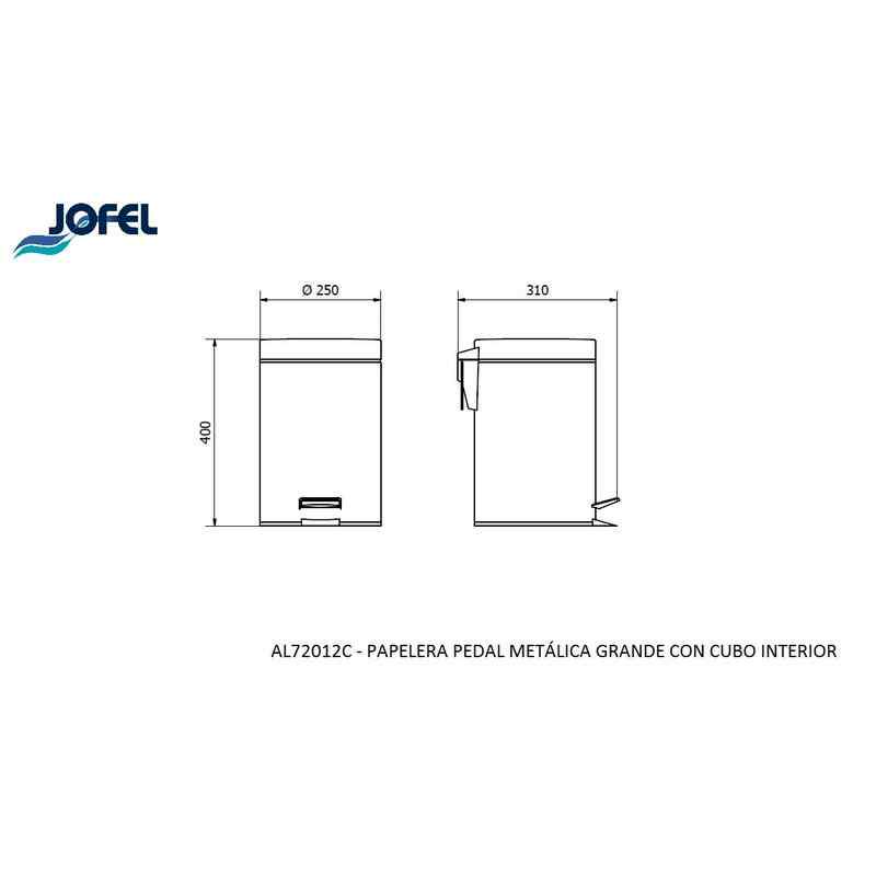 Ведро для мусора JOFEL с педалью 12 л Нержавеющая сталь (AL72012C) - фото 3