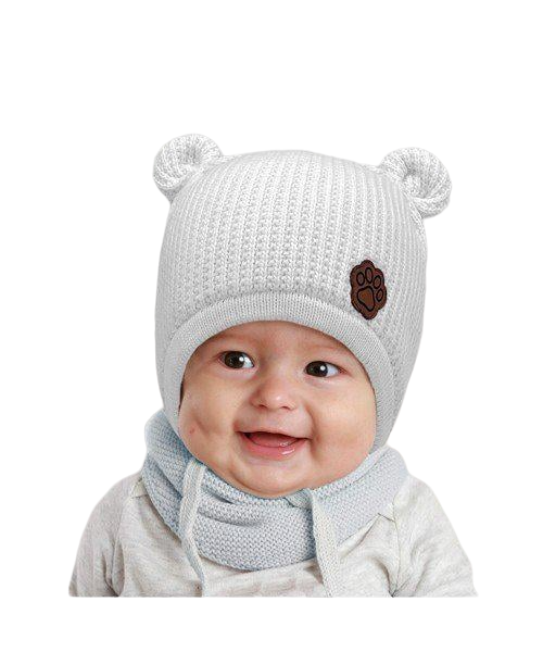 Комплект шапка с шарфом детский Elf Уолли р. 46 Светло-серый (OK001727)