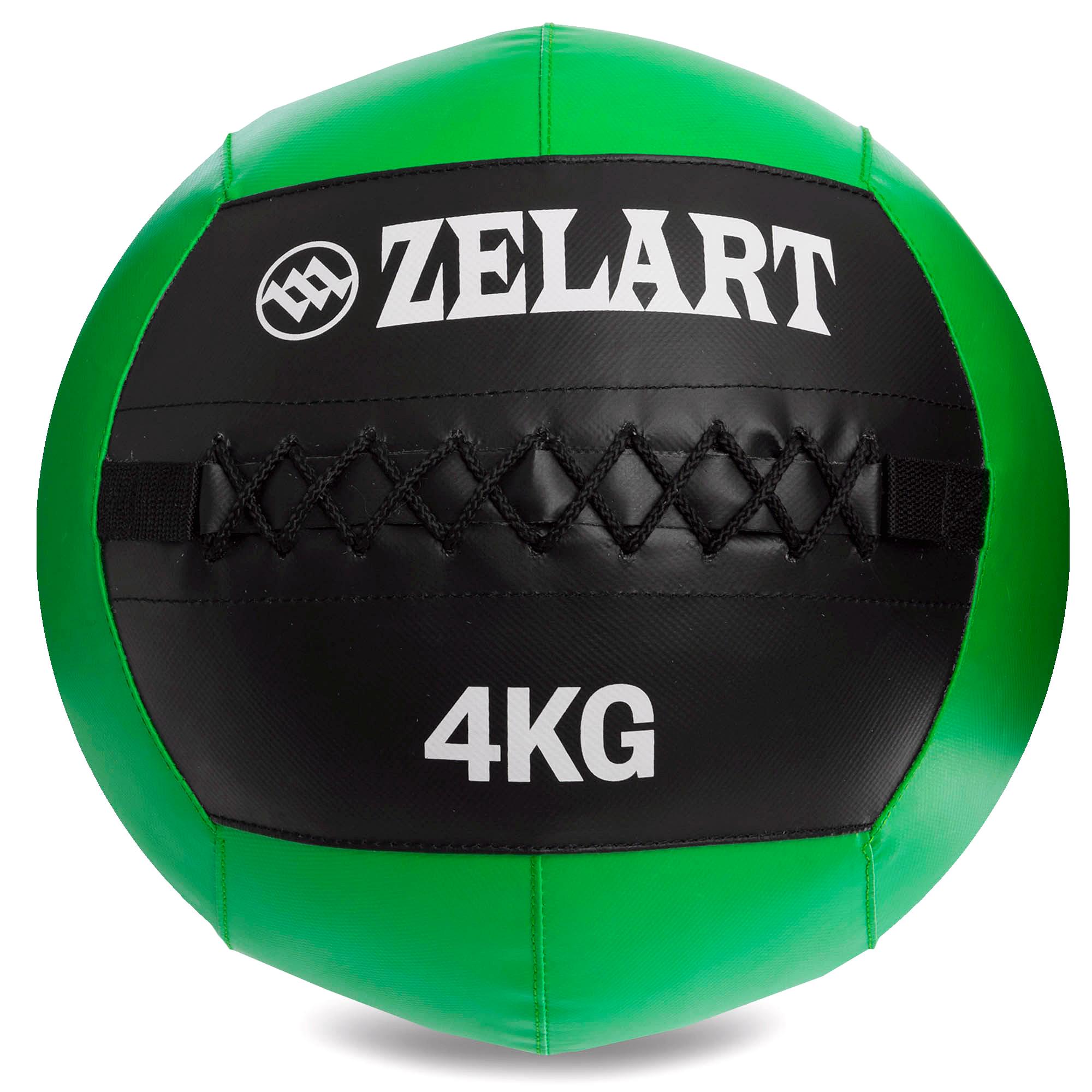 Мяч набивной для кросфита волбол Zelart WALL BALL FI-5168-4 4 кг Черный/Зеленый (DR003544) - фото 1