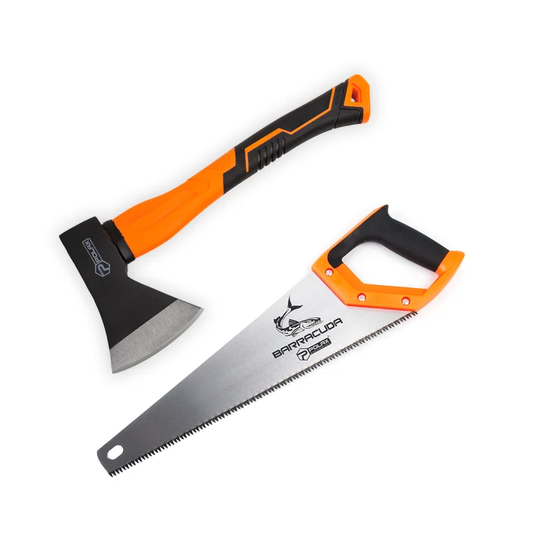 Набір Polax сокира 600 г і ножівка Barracuda 400 мм (335-18)