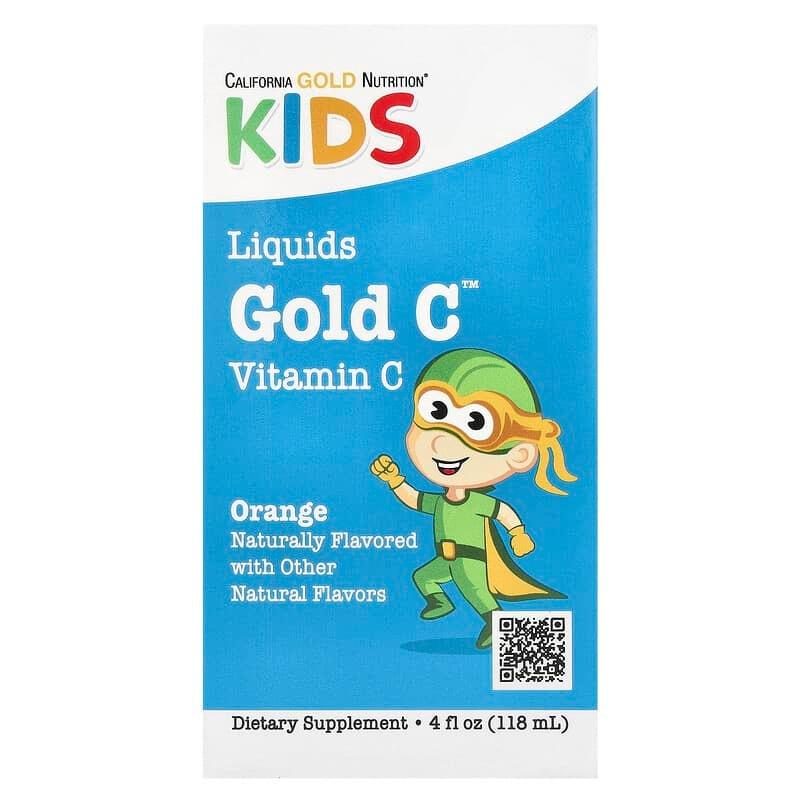 Витамины C для детей California Gold Nutrition в жидкой форме со вкусом апельсина 118 мл (1362177785)