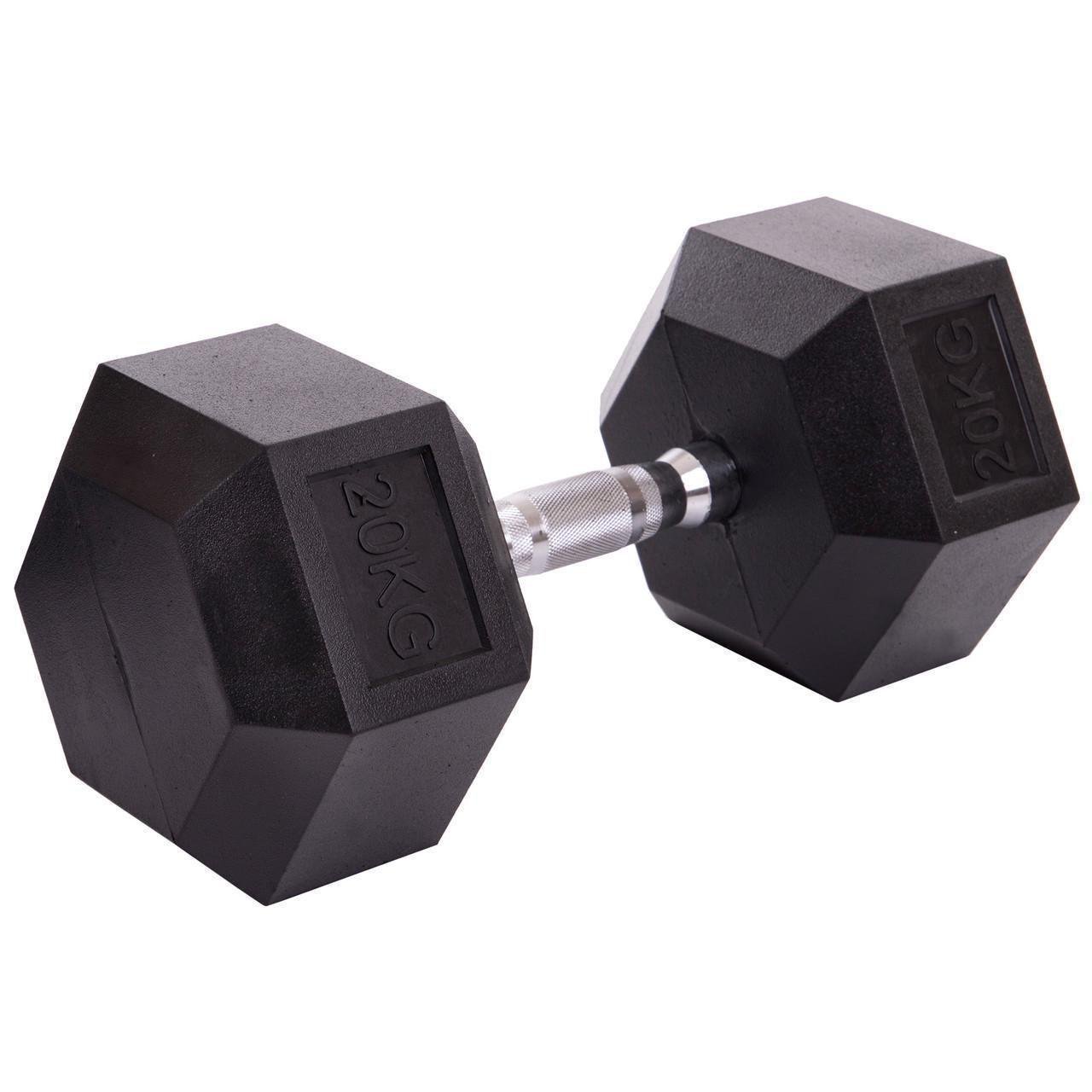 Гантель цельная SP-Planeta SC-80075-20 шестигранная гексагональная обрезиненная 20 кг (2534251890) - фото 1 Гантель цельная SP-Planeta SC-80075-20 шестигранная гексагональная обрезиненная 20 кг (2534251890) - фото 1