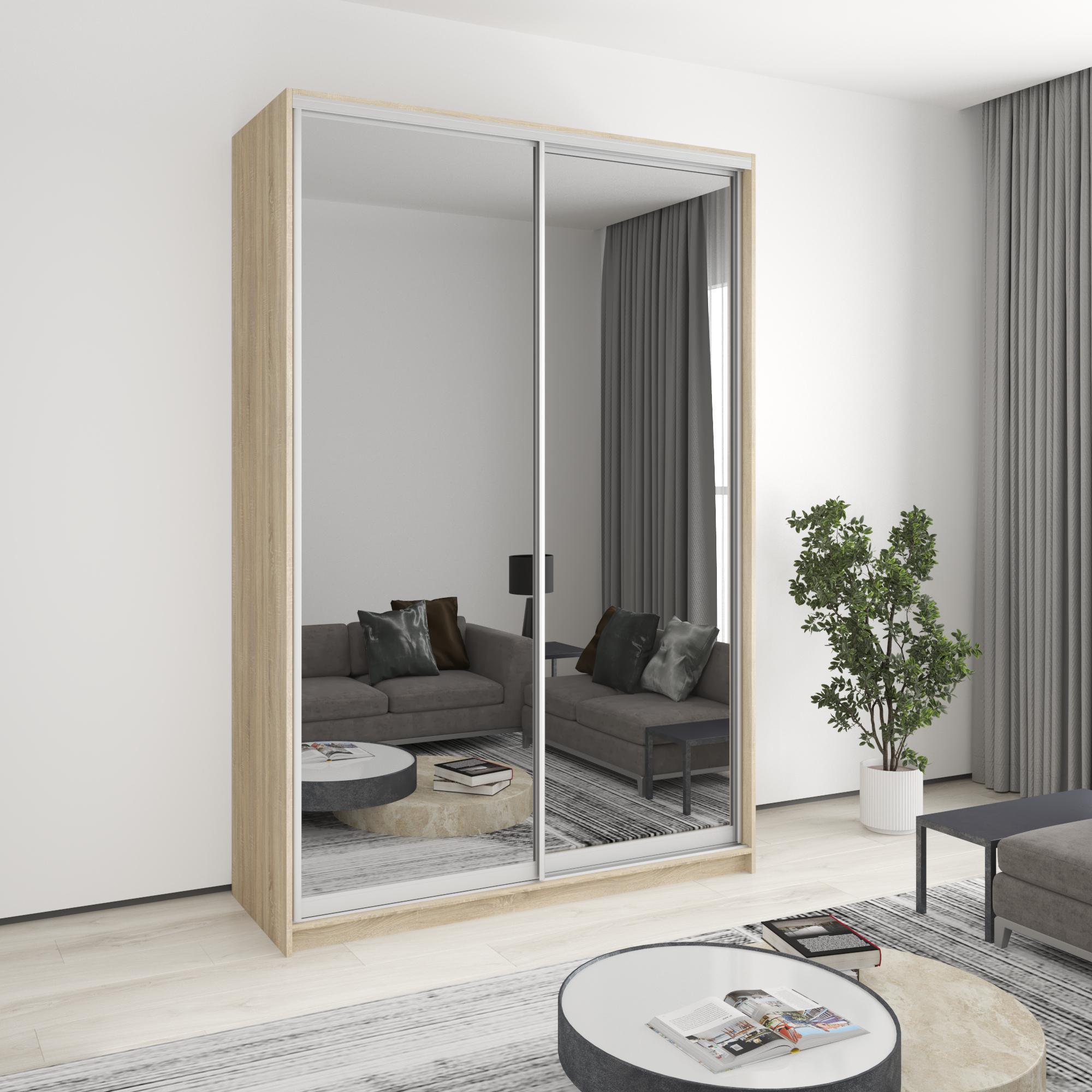 Шкаф-купе двухдверный MebelStar Комбо AL 2 зеркала 160x60x240 см Дуб сонома (MBS-4189)