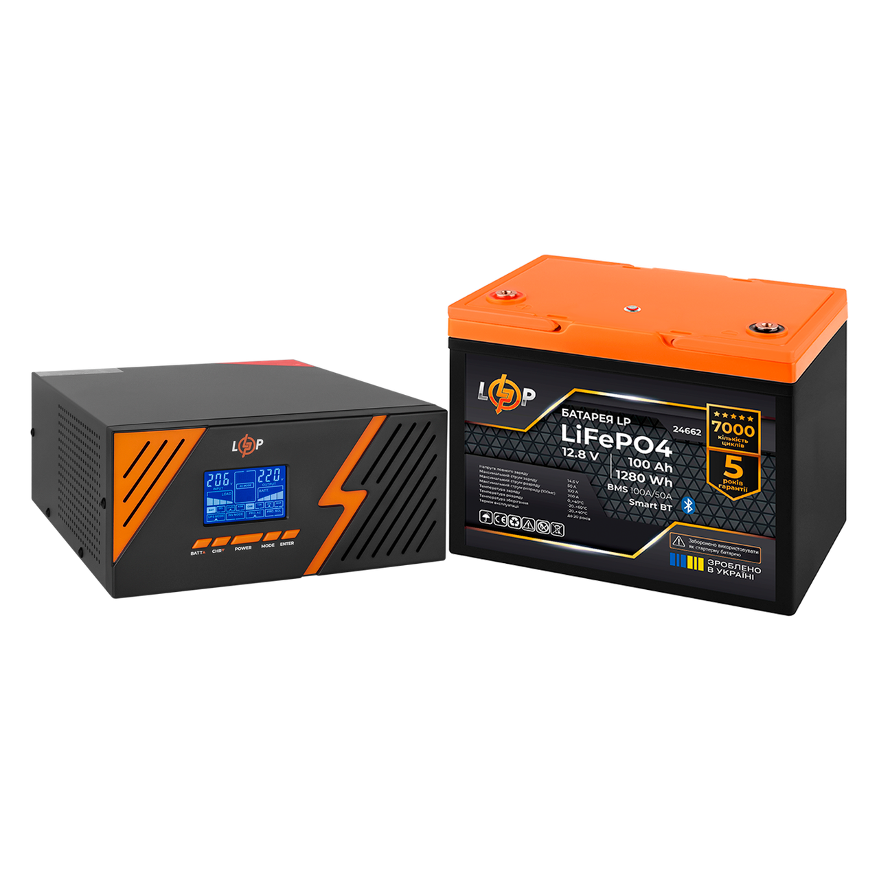 Комплект резервного питания LogicPower B1500 Black и литиевая LiFePO4 батарея 1280Wh