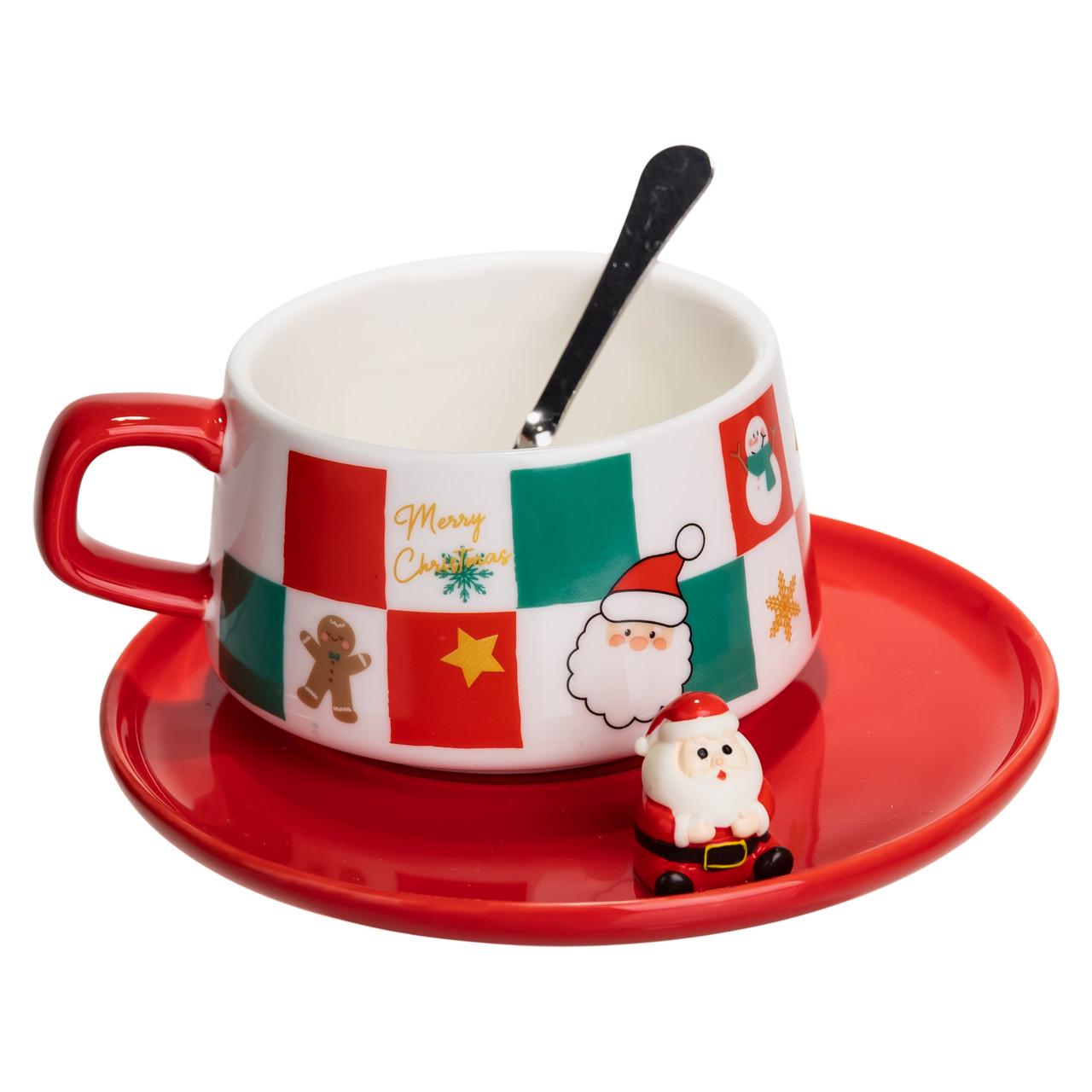 Чашка для латте-арту порцелянова Christmas із блюдцем 250 мл (FM-CS-10C) - фото 3