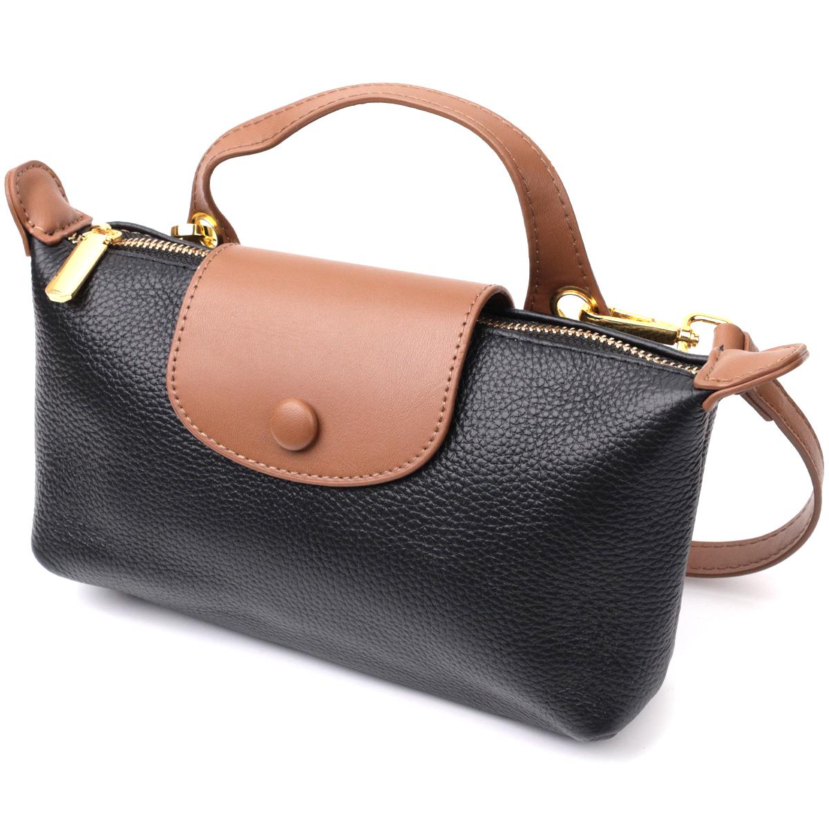 Женская сумка кожаная Vintage 22252 с клапаном Черный