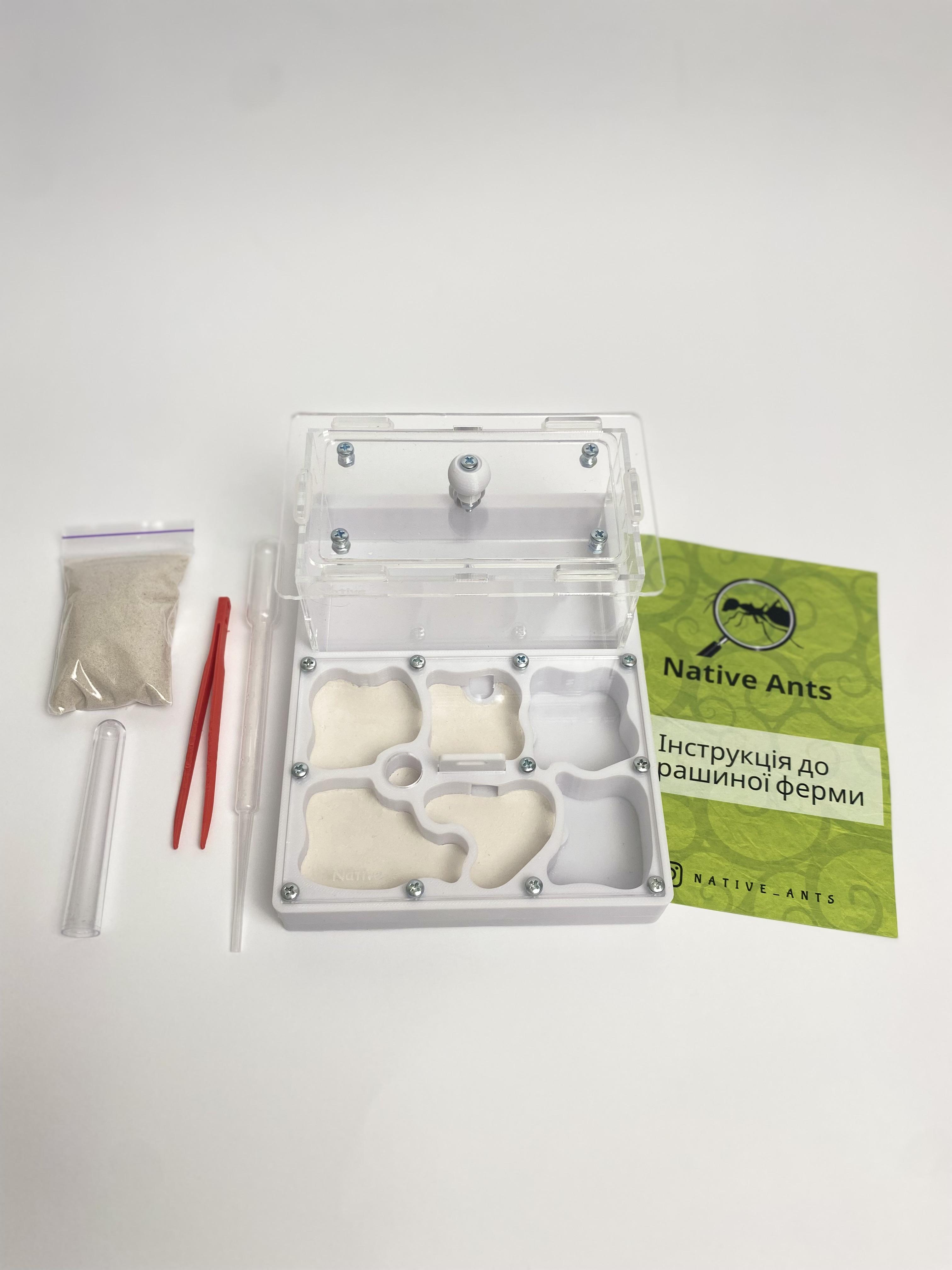 Муравьиная ферма "Стандарт" 12х16 см Формикарий с аксессуарами Белый (2553135632)
