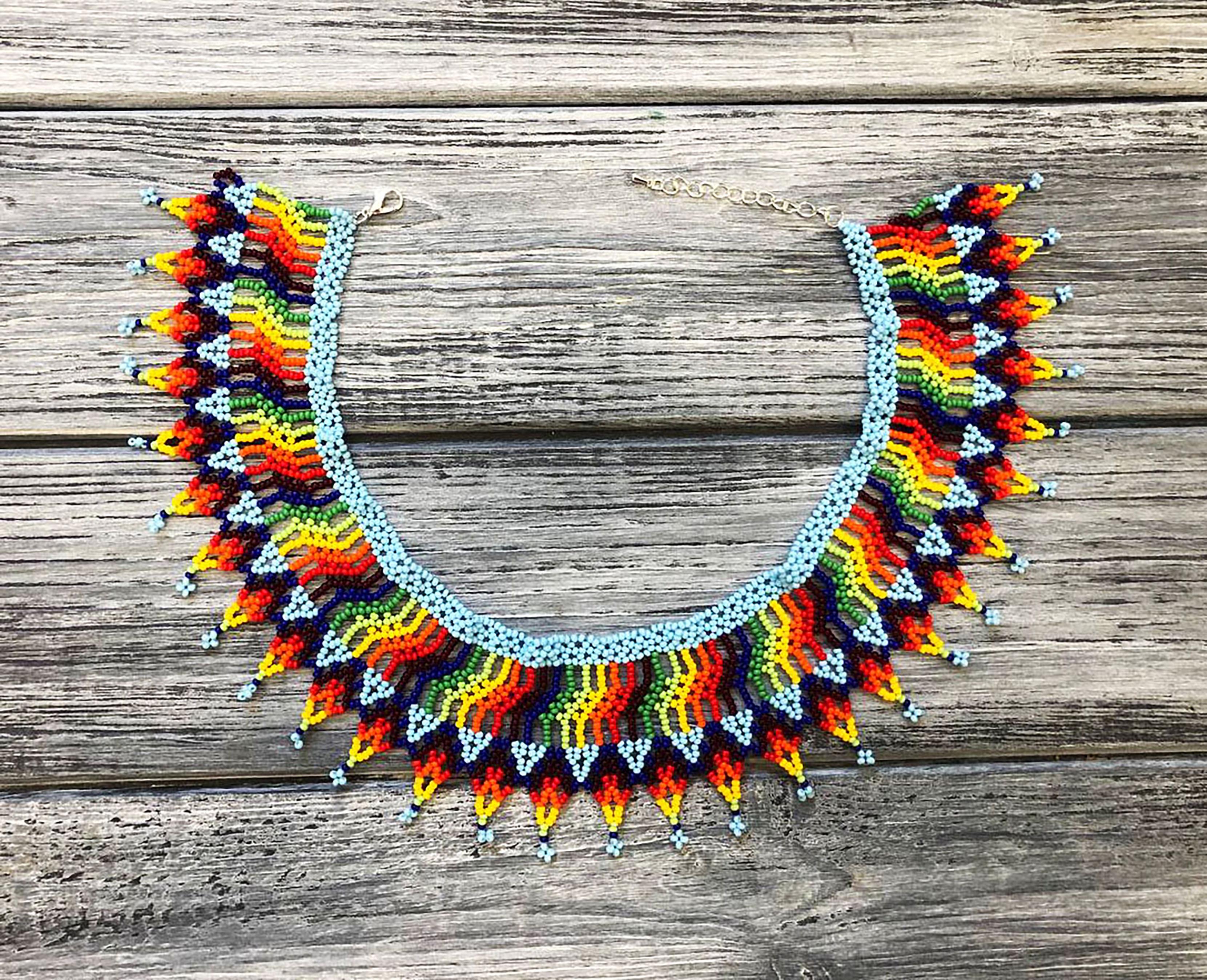 Колье-силянка из бисера HatynkaUA Rainbow Necklace ручной работы (SUN999_18) - фото 2