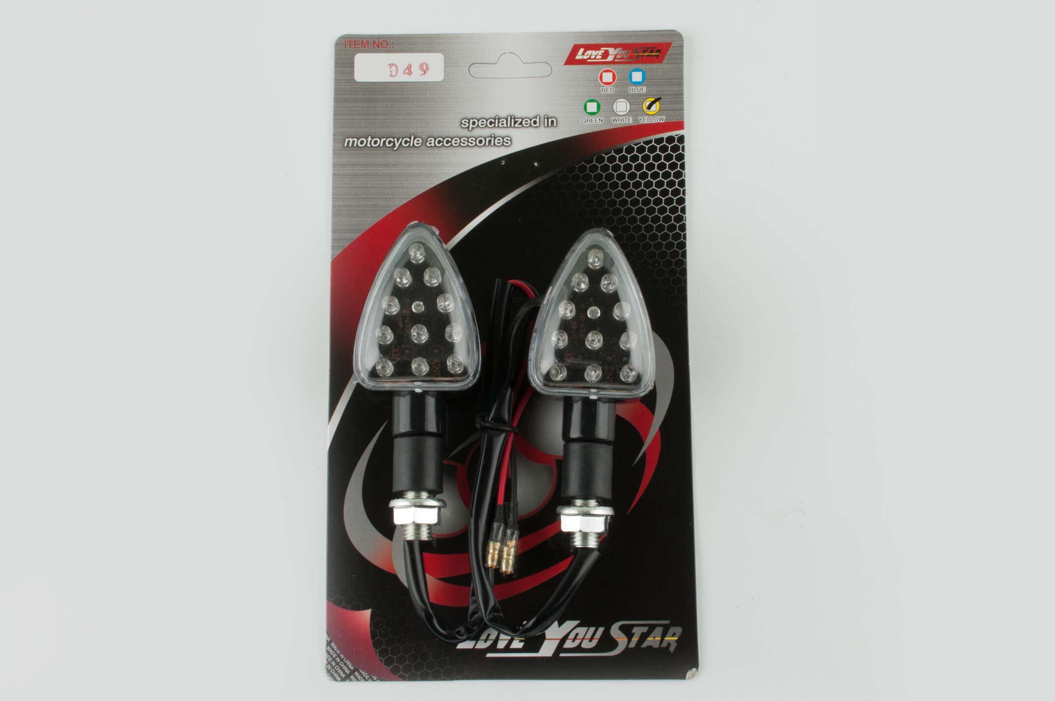 Повороты светодиодные лодочка пара 15 LED черные белое стекло ST (O-1107)