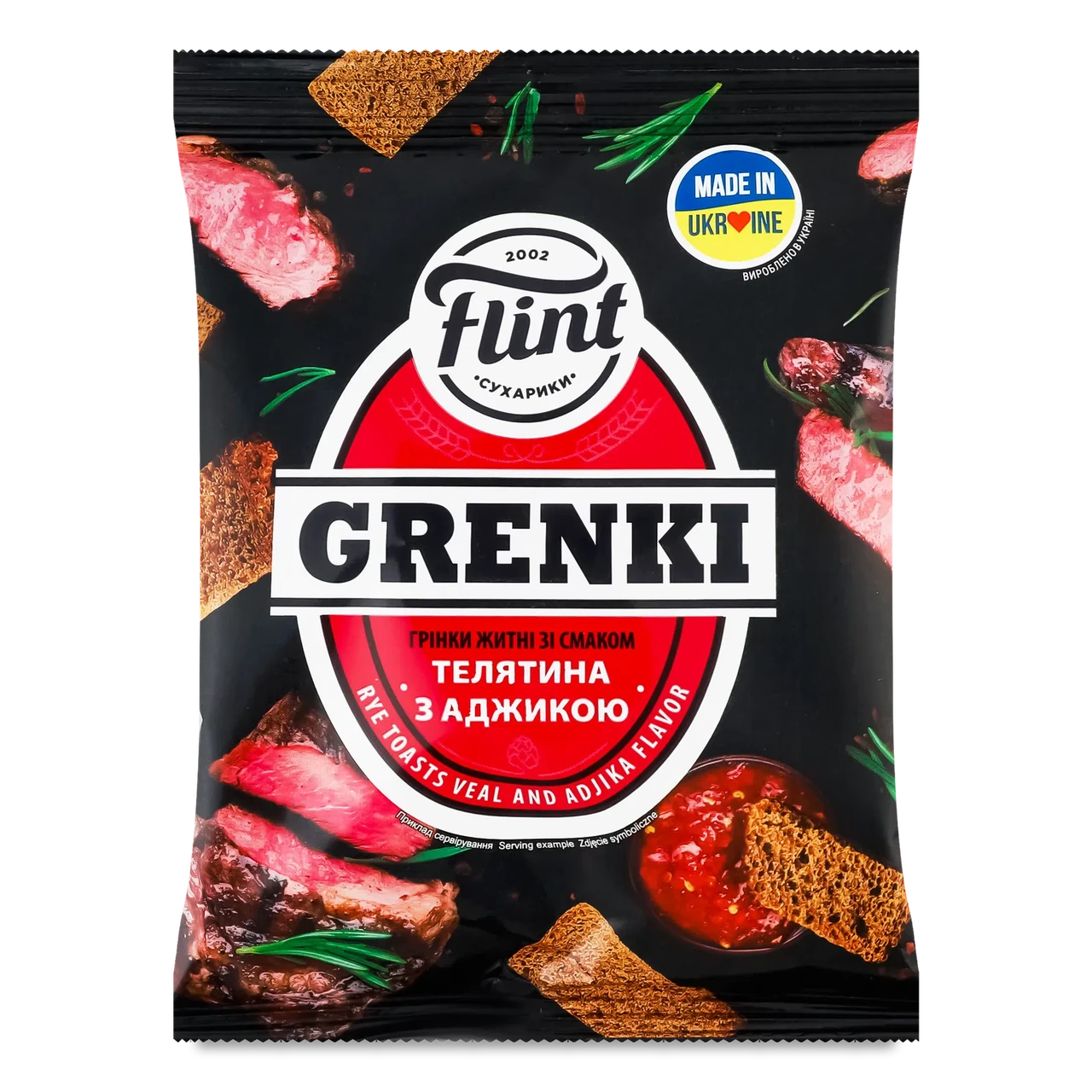 Гренки ржаные Flint Grenki Телятина с аджикой 100 г (4820182746925)