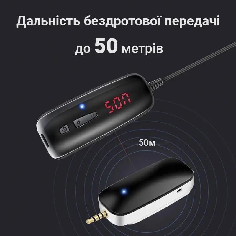 Микрофон для смартфона беспроводной Savetek P8-UHF с 2-мя микрофонами до 50 м (100727) - фото 3