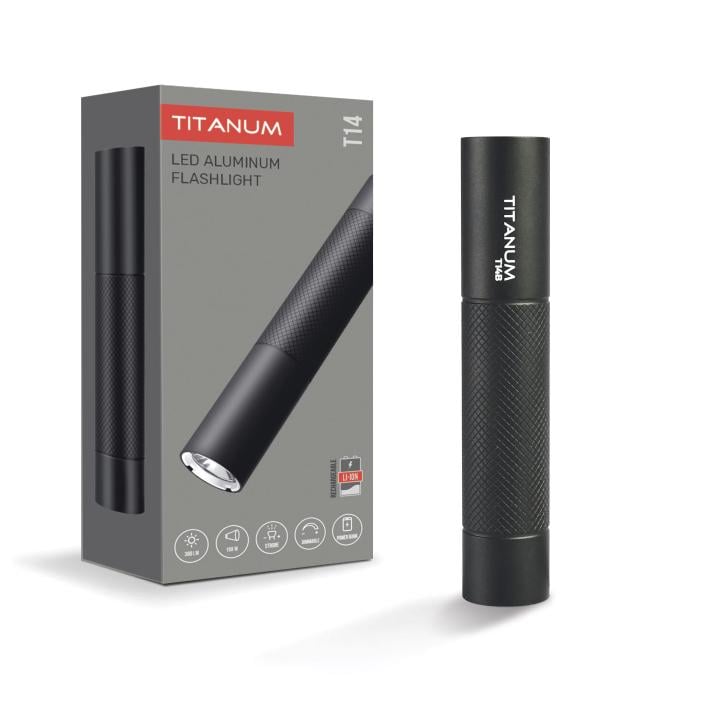 Ліхтарик світлодіодний портативний TITANUM TLF-T14B 300Lm 5000K Black