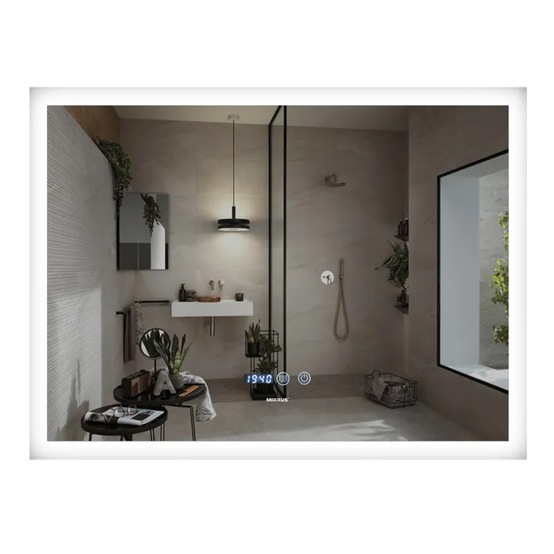 Дзеркало MIXXUS FLAT MR04-100x80 з Led Touch/Anti-fog/димером/регулятором яскравості/годинником