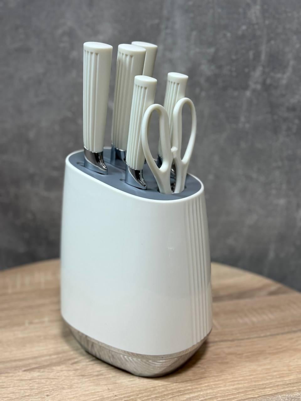 Набор кухонных ножей BRAVIRA BR4001 из нержавеющей стали на подставке 7 пр. Белый (BR4001)
