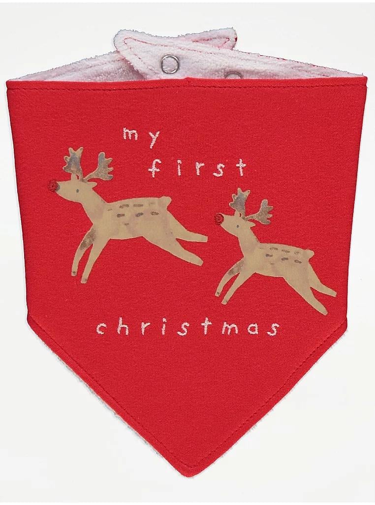 Слюнявчик для малыша George One Мое первое Рождество Size Красный (25103002)