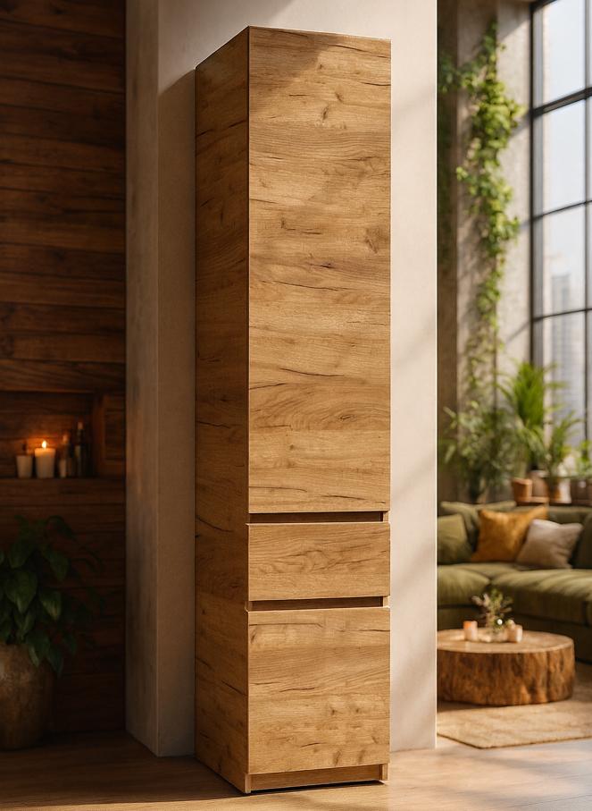 Шафа пенал Мастер Форм Брайт телескопічні напрямні 400х520х2000 мм Дуб крафт золотий - фото 1 Шафа пенал Мастер Форм Брайт телескопічні напрямні 400х520х2000 мм Дуб крафт золотий - фото 1