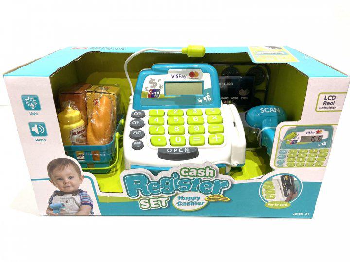 Кассовый аппарат детский Limo Toy 35532 А микрофон/сканер/корзина с продуктами Белый/Голубой (36445870)