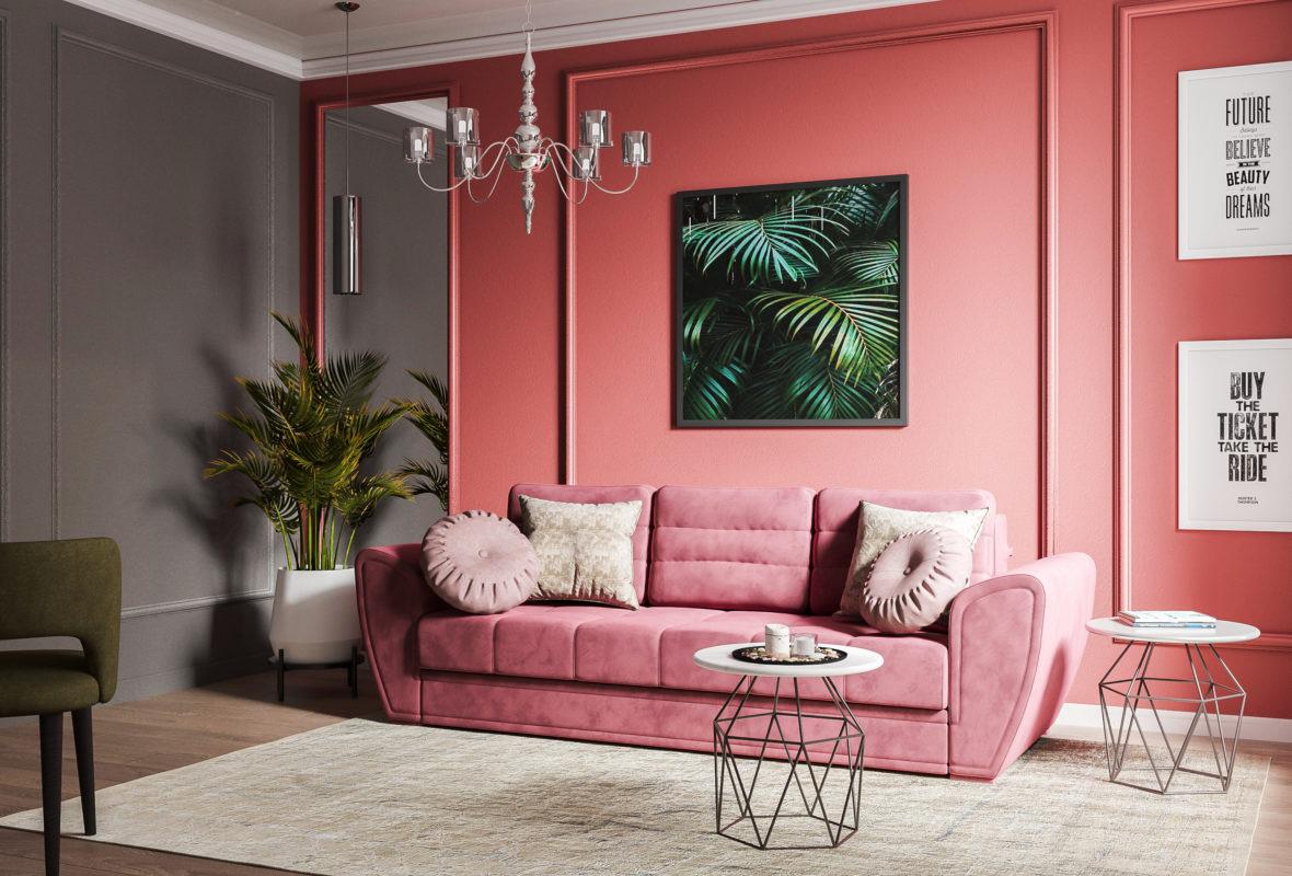 Диван розкладний ортопедичний Шик Галичина Нева 790x960x2500 мм Рожевий (44476) - фото 2