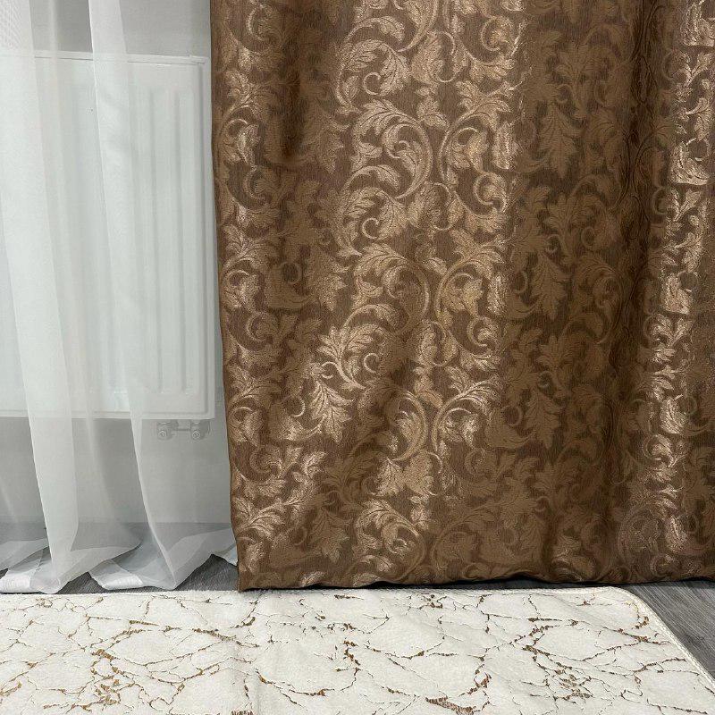 Штори Севілья жаккардові 1,5 х2,7 м 2 шт. Коричневий - фото 4