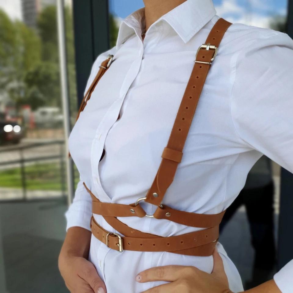 Портупея кожанная для девушки Коричневый - фото 2 Портупея кожанная для девушки Коричневый - фото 2