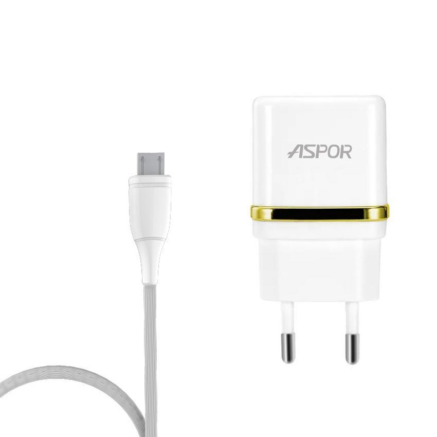 Зарядное устройство для телефонов Aspor A828 2,4 A 2 USB кабель micro-USB Белый (557-925064)