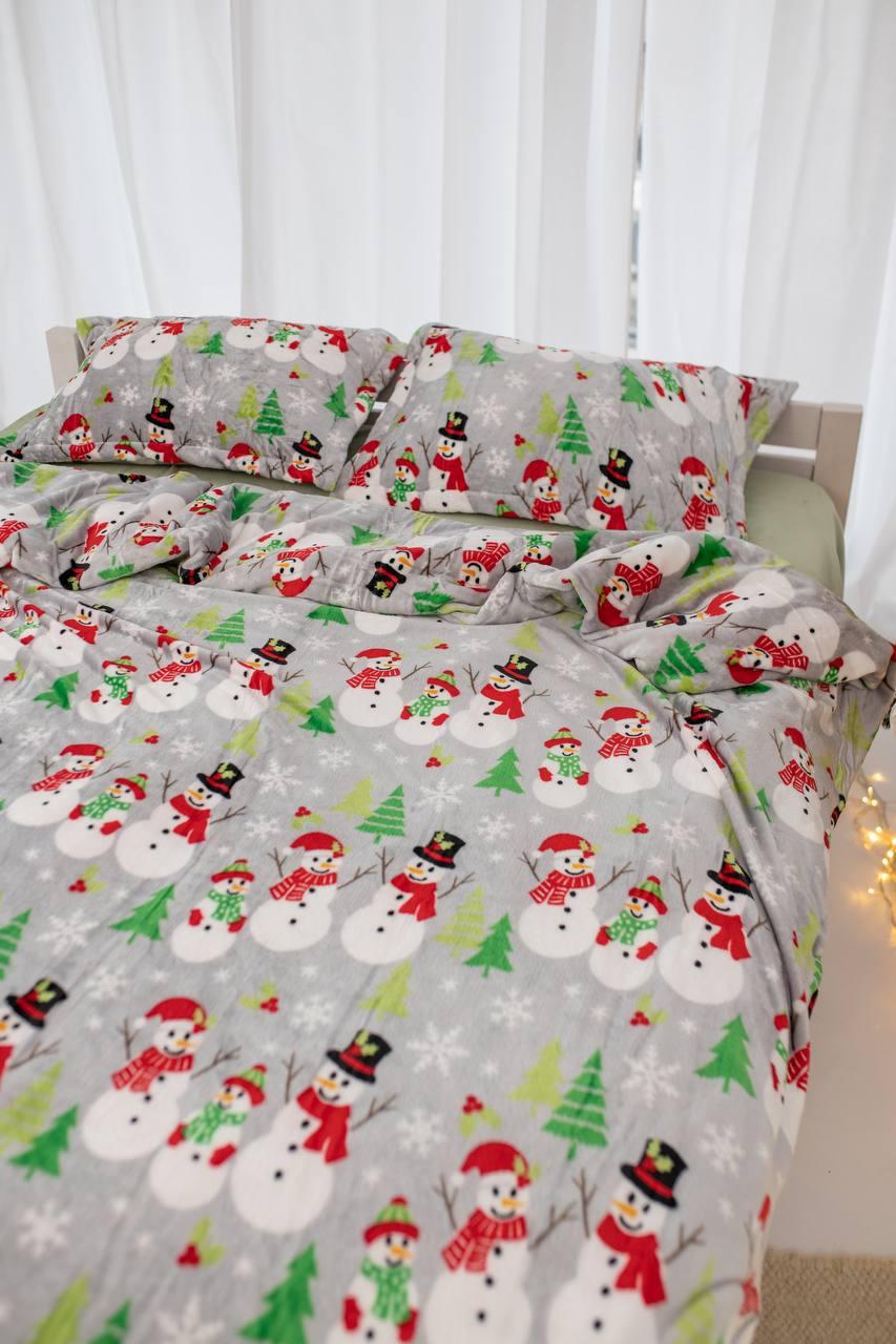 Плюшеві постільна білизна Євро 200х220 наволочка 70х70 2шт Сірий (П-al-plush3-bavovna-003-03) - фото 2